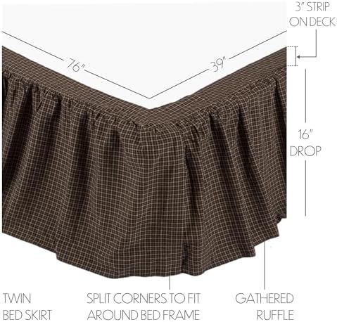 VHC Brands Kettle Grove Twin Bed Skirt 39x76x16 Country Black