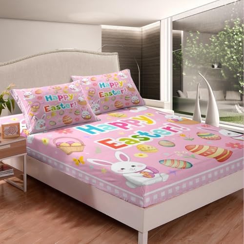 Castle Fairy Happy Easter Fitted Sheet Set Twin Size