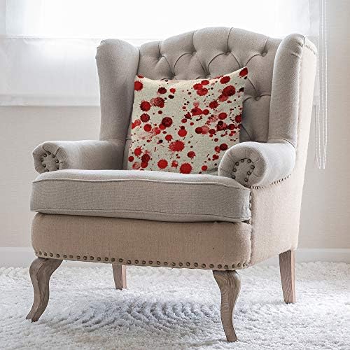 Moslion Halloween Pillow Cover 18x18 Inch Cotton Linen Square Throw Pillow Case Red