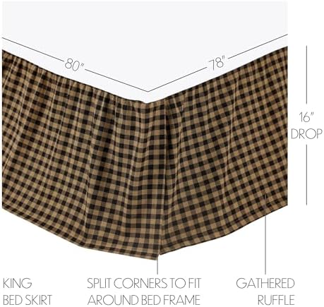 VHC Brands Check Bed Skirt Twin 39x76x16 Country Rustic
