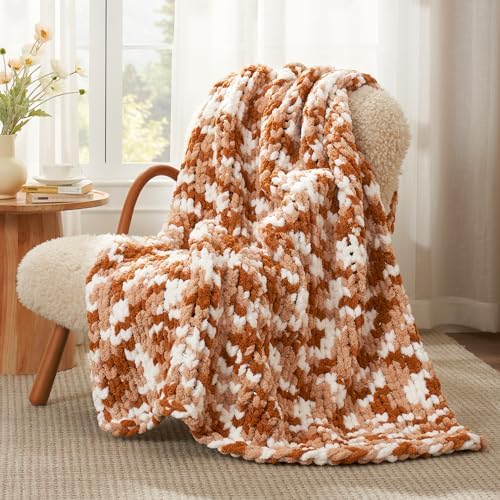 Amlie Home Chunky Knit Throw Blanket 50x60 Burnt Orange 1