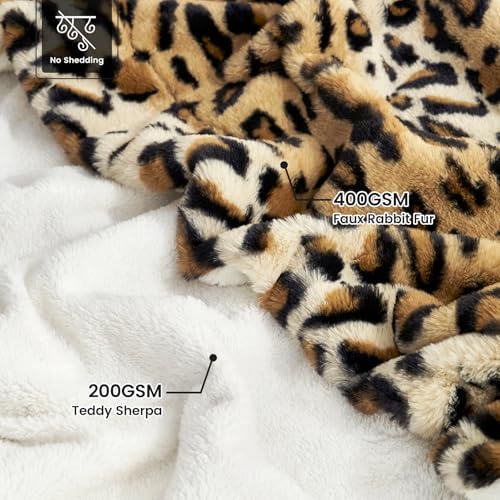 Cozy Bliss Luxury Faux Fur Leopard Print Throw Blanket