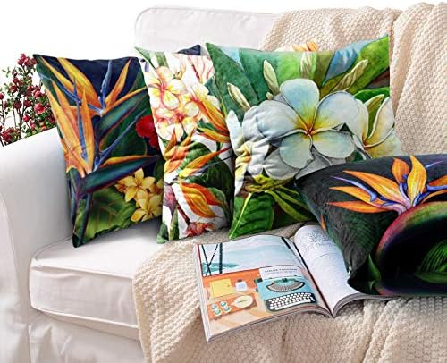 Britimes Throw Pillow Covers Floral Set of 4 18x18 Inches