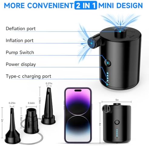 TECHSHARE Air Pump for Air Mattress and Inflatables 1