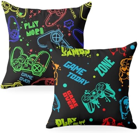 CQM 2pcs Flannel Pillow Covers 18x18 Game Room Decor
