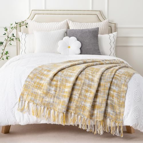 BATTILO HOME Yellow Throw Blanket 50x60 Inches