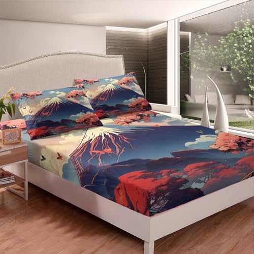 Homewish Japanese Fitted Sheet Twin Set with Pillowcase