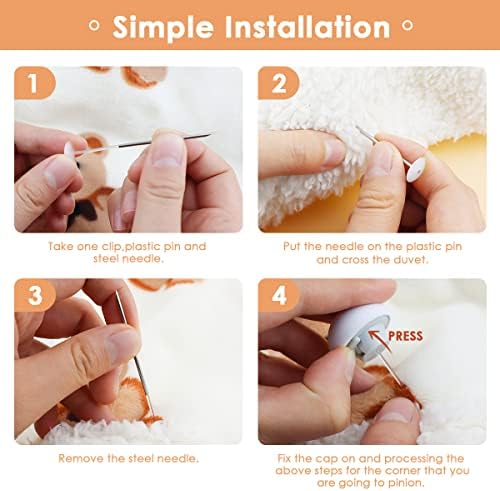 LEEFONE 16 Pcs Duvet Clips with Safety Pins White