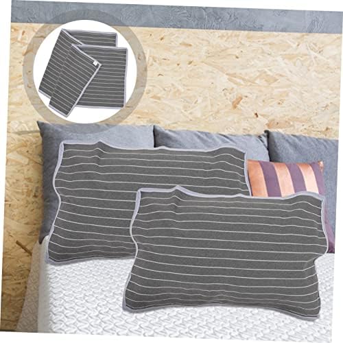 ERINGOGO 2Pcs Breathable Pillow Towels with Zip Gray Striped Design
