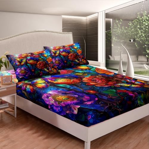 Castle Fairy Watercolor Floral Twin Sheet Set