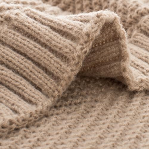 Long Create Knitted Throw Blanket 50X60 Taupe Chevron Design