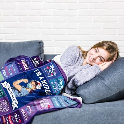 Nurse Gift Throw Blanket 60x50 Inches Soft Flannel