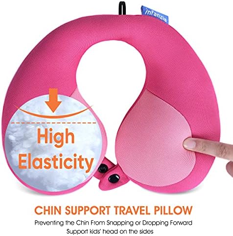 INFANZIA Kids Travel Neck Pillow with Head and Chin Support Pink