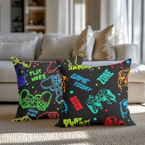 CQM 2pcs Flannel Pillow Covers 18x18 Game Room Decor