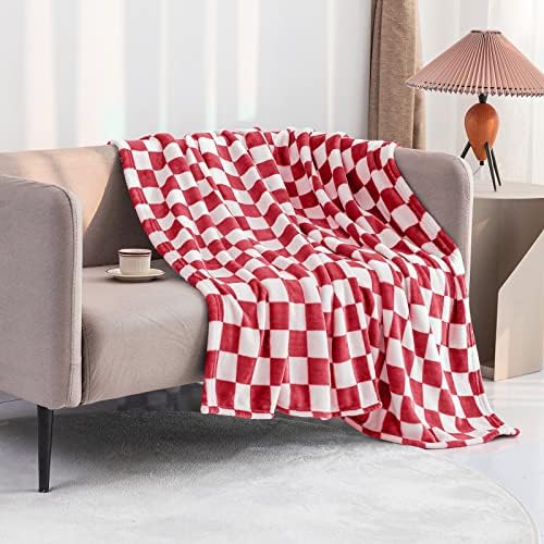 LOMAO Throw Blanket with Checkerboard Design