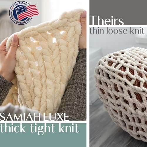 SAMIAH LUXE Green Chunky Knit Boho Throw Blanket