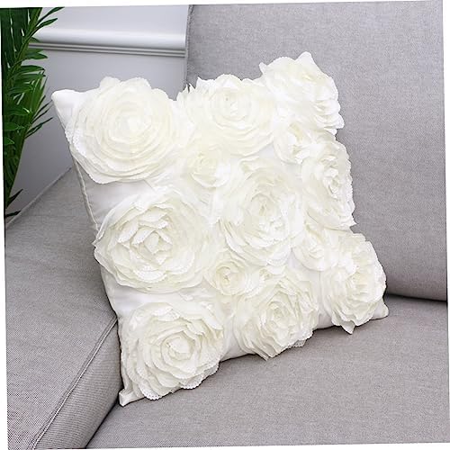Soft Rose Embroidered Throw Pillow Cover Case