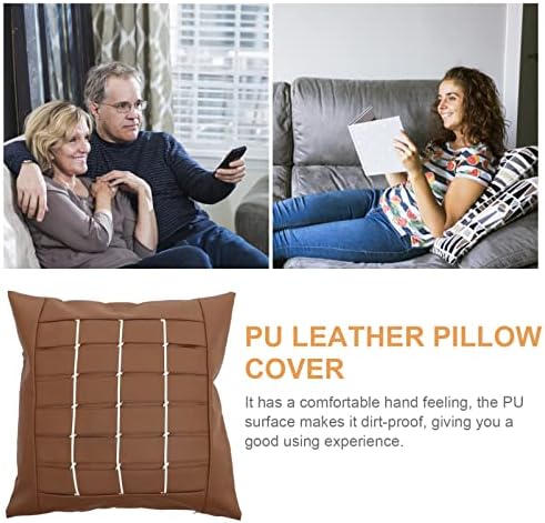 Beavorty Nordic Style PU Leather Throw Pillow Cover