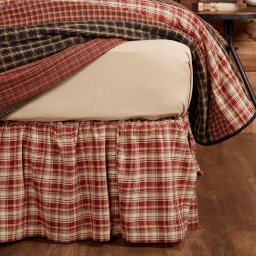 VHC Brands Rust Red Plaid Twin Bed Skirt 39x76x16