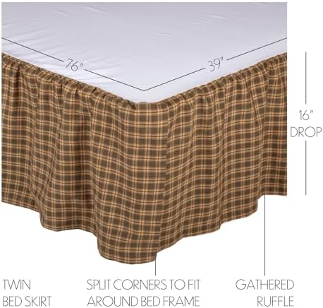VHC Brands Rustic Plaid Bed Skirt for Twin Beds