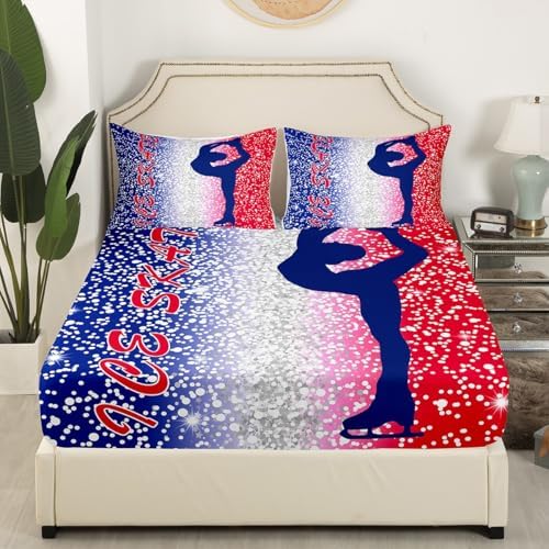 Manfei Figure Skating Fitted Sheet Set Queen Size