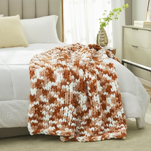 Amlie Home Chunky Knit Throw Blanket 50x60 Burnt Orange 1