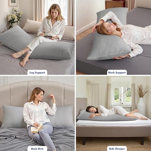 MIULEE 20x60 Memory Foam Body Pillow with Cooling Waffle Fabric 1
