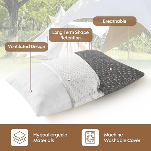 PEUJEW Memory Foam Travel Pillow - Compact Breathable and Supportive
