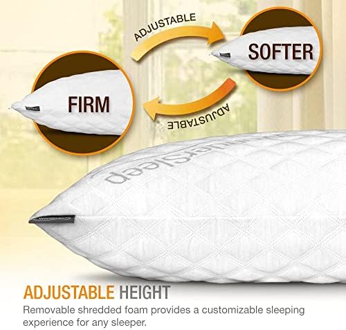 WonderSleep Adjustable Loft-Shredded Memory Foam Pillow Set of 2