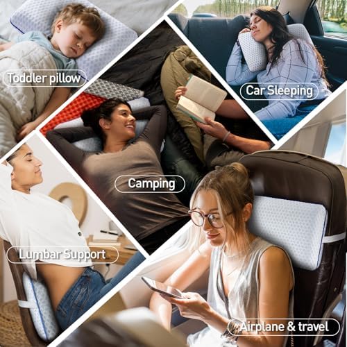 Fulocean Cooling Memory Foam Travel Pillow for Camping Airplanes and Kids
