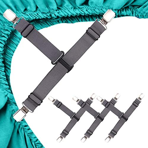 MENDENG Bed Sheet Clips Queen 4P Grey Suspenders
