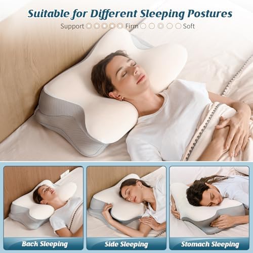 HAMYODO Ergonomic Neck Pillow with Cooling Memory Foam