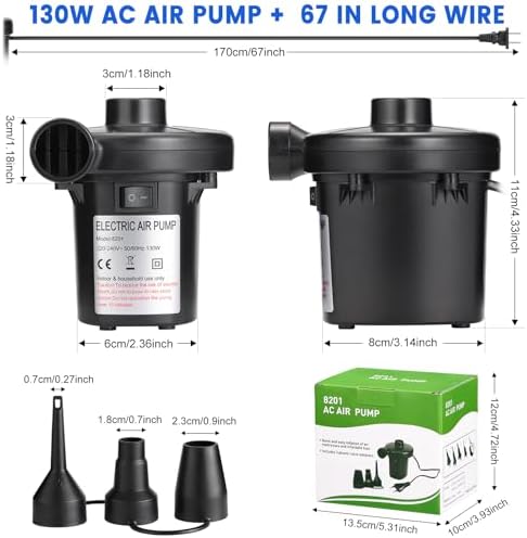 InflateBeasts 130W Electric Air Pump with 3 Nozzles