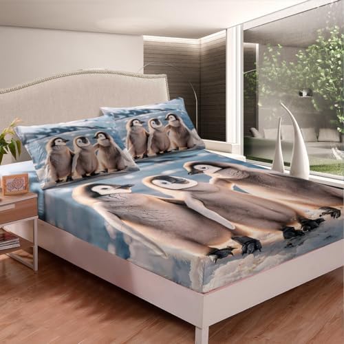 Homewish Cute Penguin Fitted Sheet Twin Set