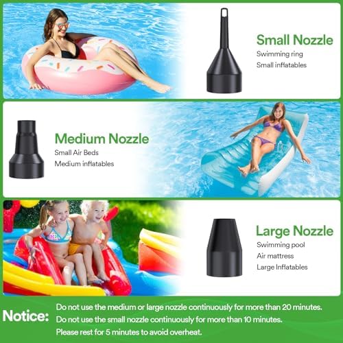 PULIDIKI 50W ACDC Electric Air Pump with 3 Nozzles