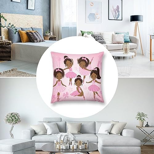 LOMADIA 16x16 Pink Black Girl Ballerina Throw Pillow Covers Set of 2