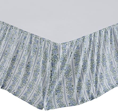 VHC Brands Jolie Farmhouse Dust Ruffle 78x80x16 Blue Green