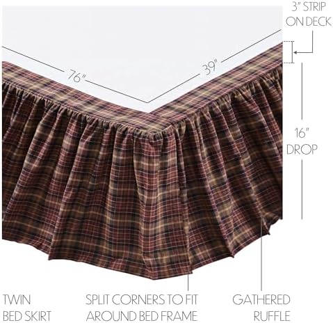 VHC Brands Abilene Star Twin Bed Skirt Burgundy