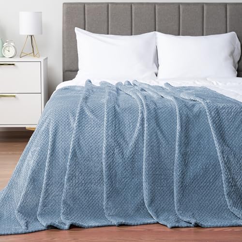 PAVILIA Dusty Blue Microfiber Throw Blanket 60x80 Inch