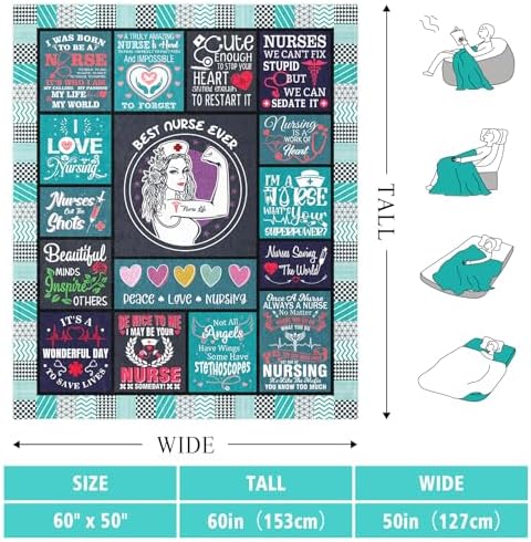 HCDER Nurse Throw Blanket 60x50 Soft Warm Gift for Nurses