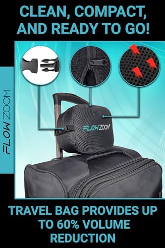 FLOWZOOM Memory Foam Travel Pillow Adjustable with 360 Support Grey
