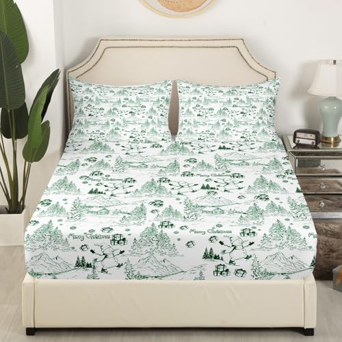 Castle Fairy Christmas Sketch Twin Sheet Set with Pillowcase 1