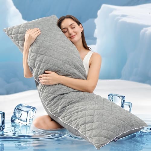 ZonLi Cooling Body Pillow for Adults Grey 20x54 Inches