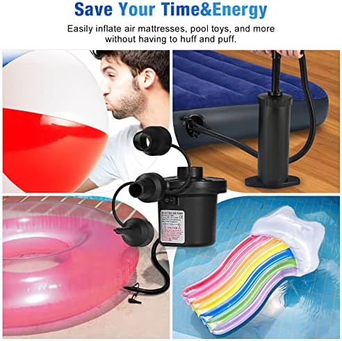 Portable Electric Air Pump with 3 Nozzles 110V AC12V DC