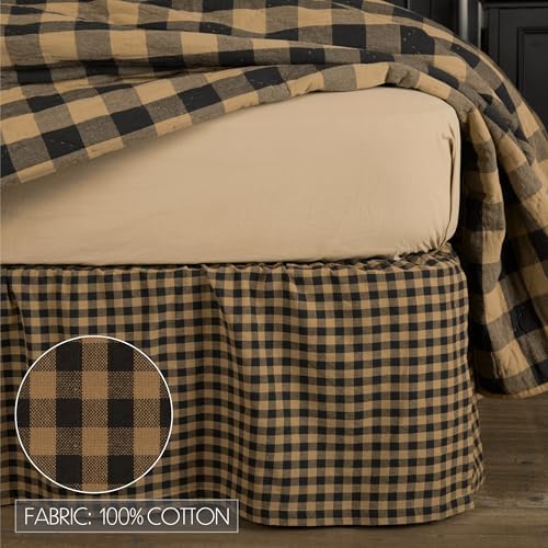 VHC Brands Check Bed Skirt Twin 39x76x16 Country Rustic