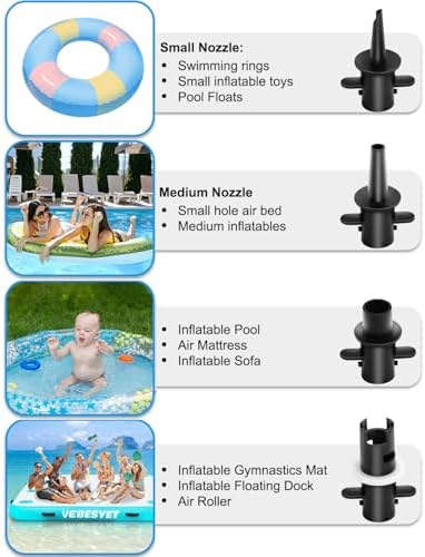 VEBESYET 4 Nozzle Electric Air Pump for Inflatables