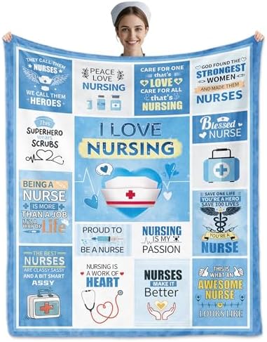 Nurse-Themed Flannel Throw with Inspiring Quotes