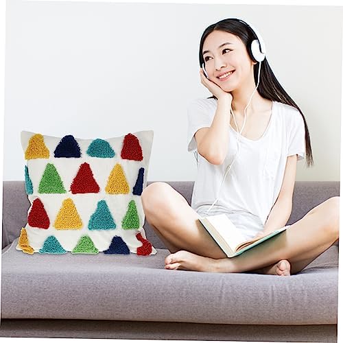 Amosfun Colorful Rainbow Embroidered Throw Pillow Case