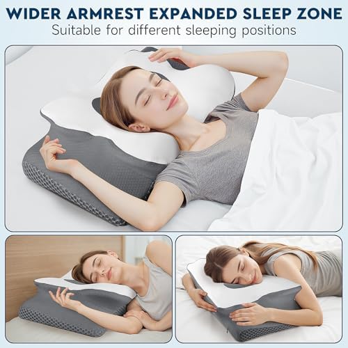 CushZone Cervical Neck Pillow Grey Queen Size