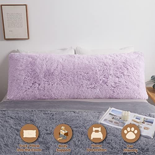 MEGO Fluffy Body Pillow Cover - Lavender Light Purple